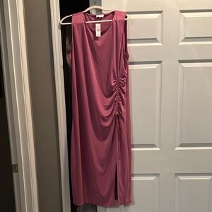 Lou & Grey Pink Sheath Midi Dress Scoop Neck Sleeveless